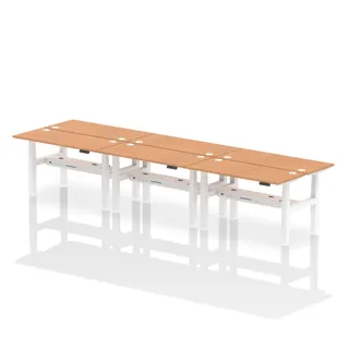 Air Back-to-Back Slimline Height Adjustable Bench Desk - 6 Person