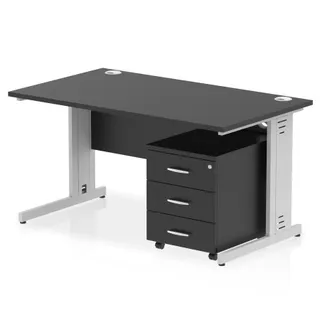 Impulse Cable Managed Straight Desk With Mobile Pedestal