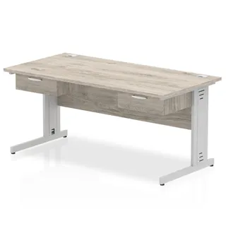 Impulse Cable Managed Straight Desk With Two One Drawer Fixed Pedestals