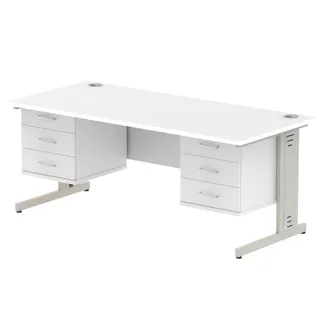 Impulse Cable Managed Straight Desk With Two Fixed Pedestal