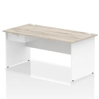 Impulse Panel End Straight Desk With Single One Drawer Fixed Pedestal