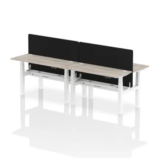 Air Back-to-Back Slimline Height Adjustable Bench Desk - 4 Person