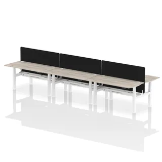 Air Back-to-Back Height Adjustable Bench Desk - 6 Person