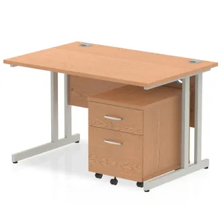 Impulse Cantilever Straight Desk With Mobile Pedestal