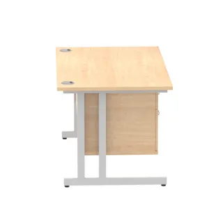 Impulse Cantilever Straight Desk With Single Fixed Pedestal