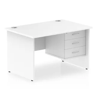 Impulse Panel End Straight Desk With Single Fixed Pedestal