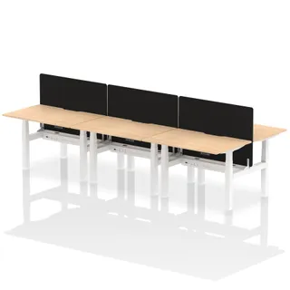 Air Back-to-Back Scalloped Edge Height Adjustable Bench Desk - 6 Person