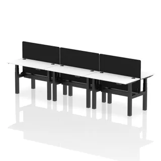 Air Back-to-Back Slimline Height Adjustable Bench Desk - 6 Person