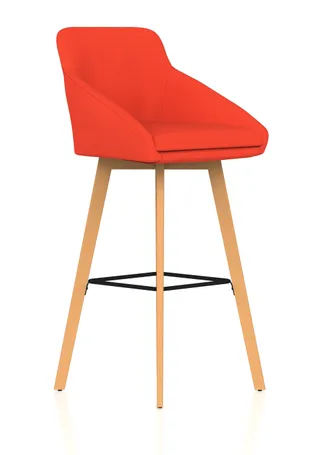 EE - Carmen Grey Fabric Wooden Leg High Stool Chair