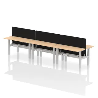 Air Back-to-Back Slimline Height Adjustable Bench Desk - 6 Person