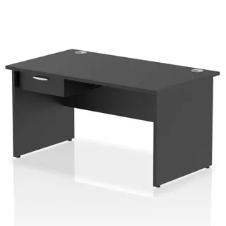 Impulse Panel End Straight Desk With Single One Drawer Fixed Pedestal