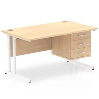 Impulse Cantilever Straight Desk With Single Fixed Pedestal