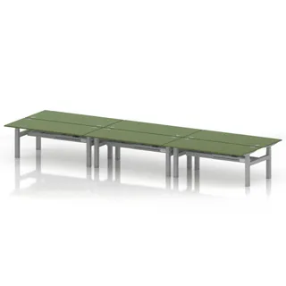Air Back-to-Back Height Adjustable Bench Desk - 6 Person