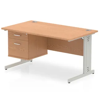 Impulse Cable Managed Straight Desk With Single Fixed Pedestal