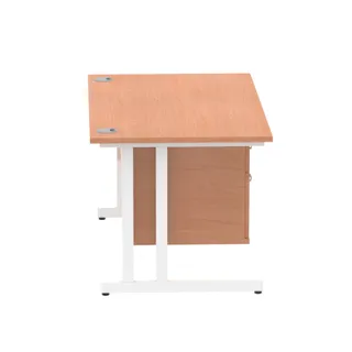 Impulse Cantilever Straight Desk With Single Fixed Pedestal