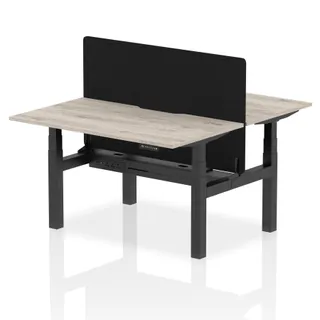 Air Back-to-Back Scalloped Edge Height Adjustable Bench Desk - 2 Person