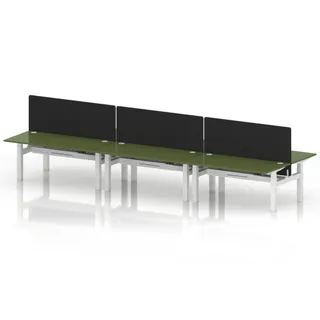Air Back-to-Back Height Adjustable Bench Desk - 6 Person