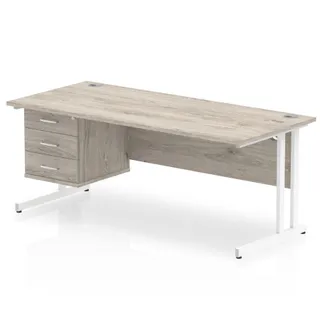 OE - Impulse Cantilever Straight Desk With Single Fixed Pedestal