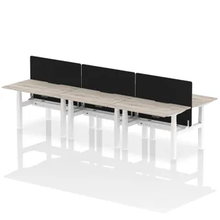 Air Back-to-Back Scalloped Edge Height Adjustable Bench Desk - 6 Person