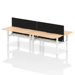 Air Back-to-Back Scalloped Edge Height Adjustable Bench Desk - 4 Person