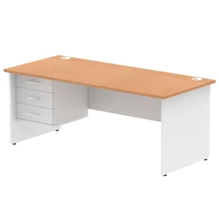 Impulse Panel End Straight Desk With Single Fixed Pedestal