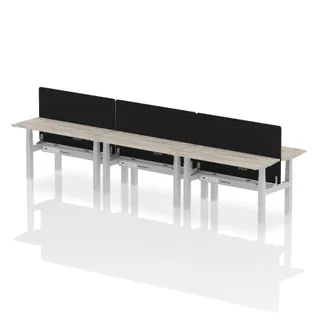 Air Back-to-Back Slimline Height Adjustable Bench Desk - 6 Person