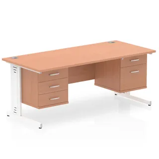 Impulse Cable Managed Straight Desk With Two Fixed Pedestal