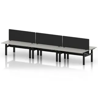 Air Back-to-Back Height Adjustable Bench Desk - 6 Person