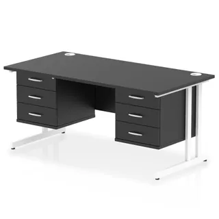 Impulse Cantilever Straight Desk With Two Fixed Pedestal