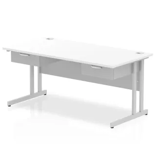 Impulse Cantilever Straight Desk With Two One Drawer Fixed Pedestals
