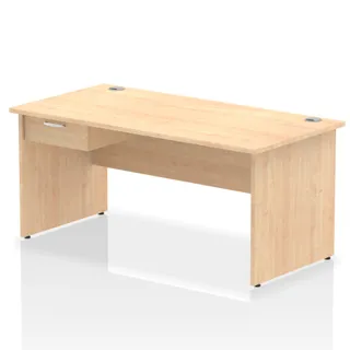 Impulse Panel End Straight Desk With Single One Drawer Fixed Pedestal