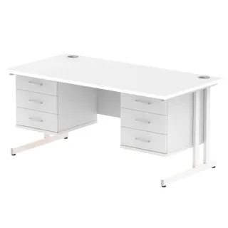 Impulse Cantilever Straight Desk With Two Fixed Pedestal