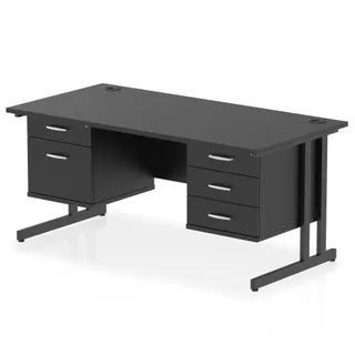 Impulse Cantilever Straight Desk With Two Fixed Pedestal