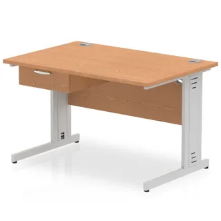 Impulse Cable Managed Straight Desk With Single One Drawer Fixed Pedestal