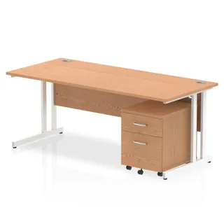 Impulse Cantilever Straight Desk With Mobile Pedestal