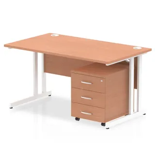 OE - Impulse Cantilever Straight Desk With Mobile Pedestal