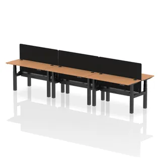 Air Back-to-Back Slimline Height Adjustable Bench Desk - 6 Person