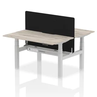 Air Back-to-Back Scalloped Edge Height Adjustable Bench Desk - 2 Person