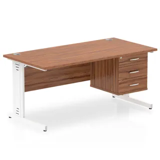 Impulse Cable Managed Straight Desk With Single Fixed Pedestal