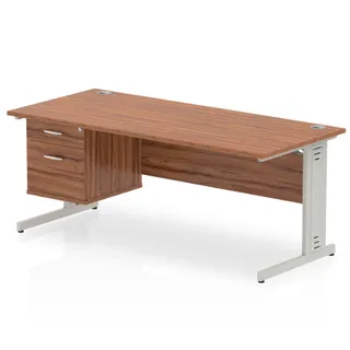 Impulse Cable Managed Straight Desk With Single Fixed Pedestal