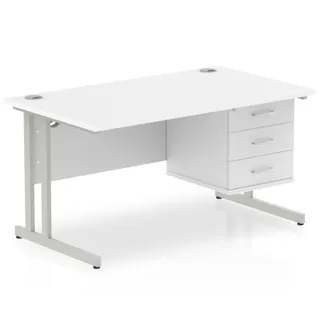 Impulse Cantilever Straight Desk With Single Fixed Pedestal