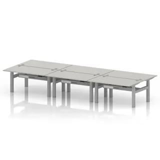 Air Back-to-Back Height Adjustable Bench Desk - 6 Person