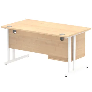 Impulse Cantilever Straight Desk With Single Fixed Pedestal
