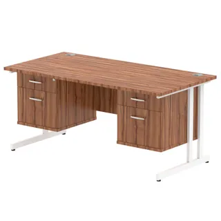 Impulse Cantilever Straight Desk With Two Fixed Pedestal