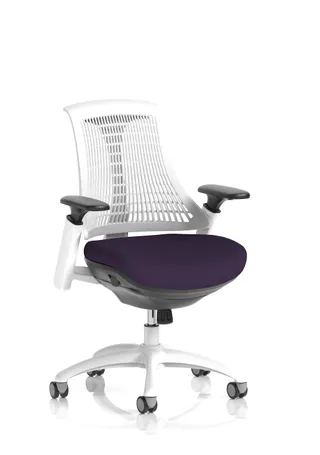 Flex Medium Back White Frame Task Operator Office Chair with Arms