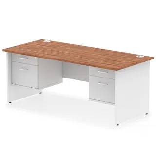 Impulse Panel End Straight Desk With Two Fixed Pedestal