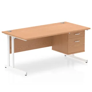 Impulse Cantilever Straight Desk With Single Fixed Pedestal