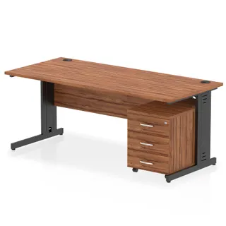 Impulse Cable Managed Straight Desk With Mobile Pedestal