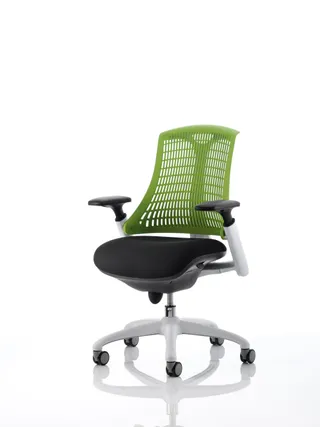 Flex Medium Back White Frame Task Operator Office Chair with Arms