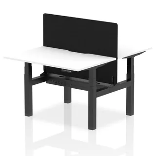 Air Back-to-Back Scalloped Edge Height Adjustable Bench Desk - 2 Person